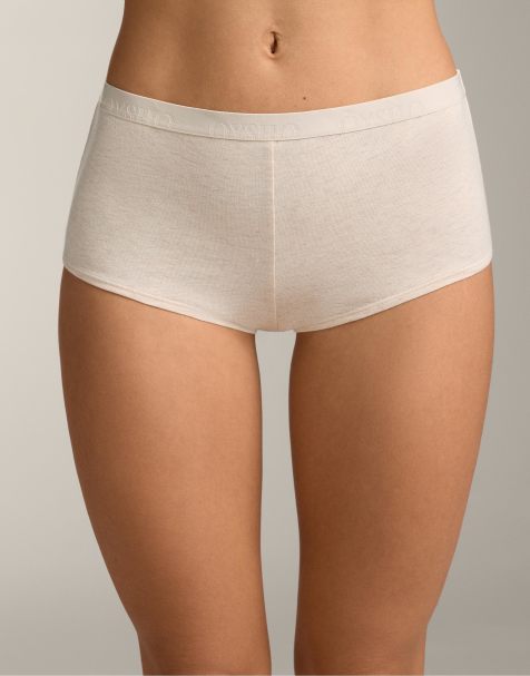 OYSHO – Hüftslips aus Baumwollmix in Mittel-Steinbeige meliert mit Logo, 2er-Pack - view 1