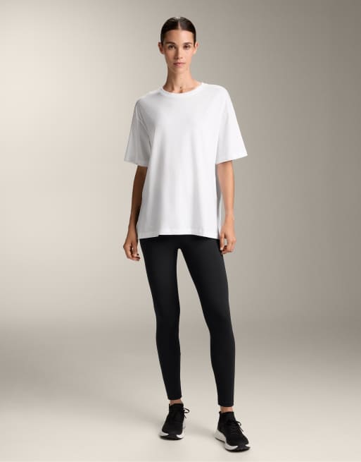 Oysho - Hvid T-shirt med korte ærmer i bomuldsblanding, 3 af 4