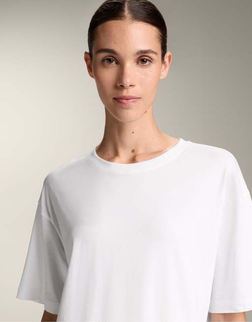 Oysho - Hvid T-shirt med korte ærmer i bomuldsblanding, 4 af 4