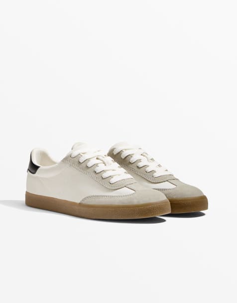 Oysho - Hvide sneakers i nylon med læderpaneler - view 1