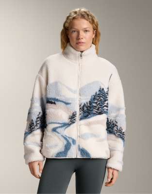 OYSHO - Jacke aus Kunstlammfell in Ecru mit Bergmotiv-Neutral