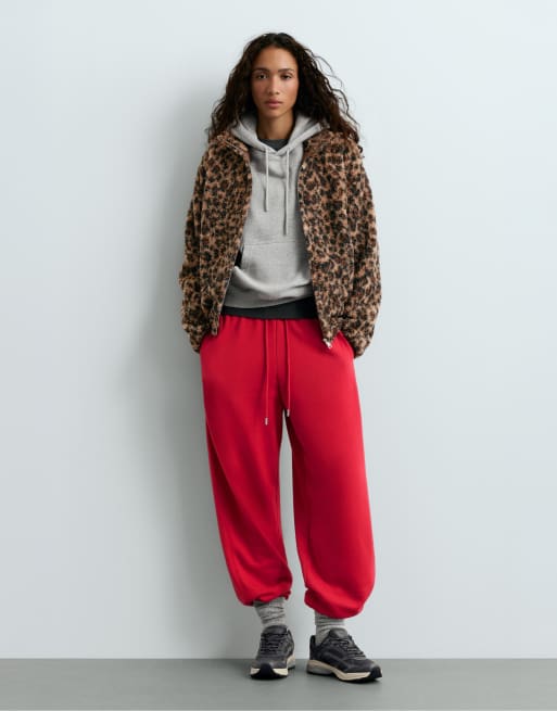 OYSHO Jacke aus Kunstlammfell mit Leopardenmuster in Braun, 2 von 7