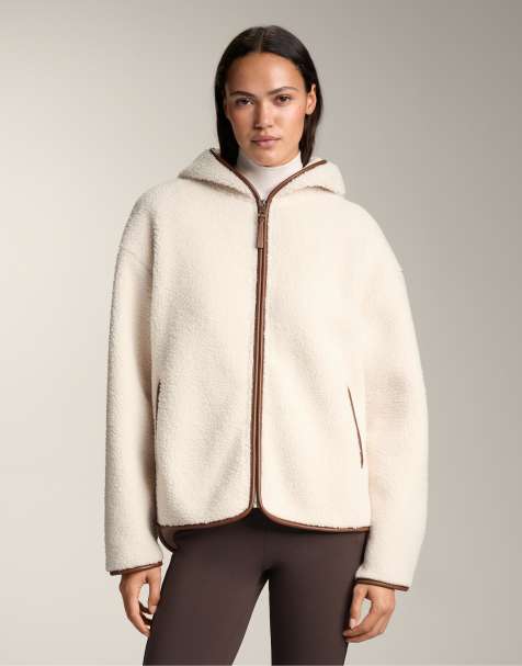 OYSHO – Jacke aus Lammfellimitat in Ecru mit Kapuze - view 1