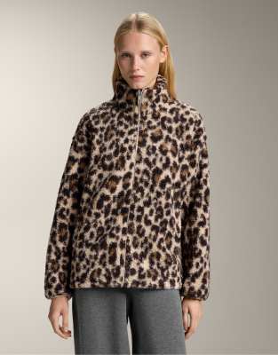 OYSHO - Jacke aus Lammfellimitat in meliertem Sand-Brown