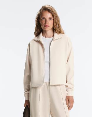 OYSHO - Jacke aus Pikee in Hellbeige mit Baumwollanteil und hohem Kragen-Neutral