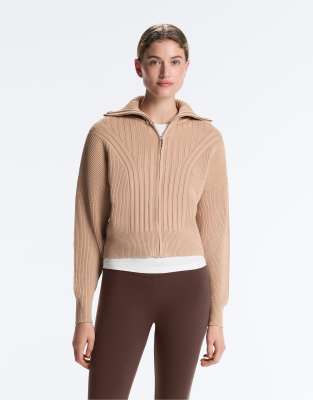 OYSHO - Jacke aus Rippstrick in Sandbeige-Brown