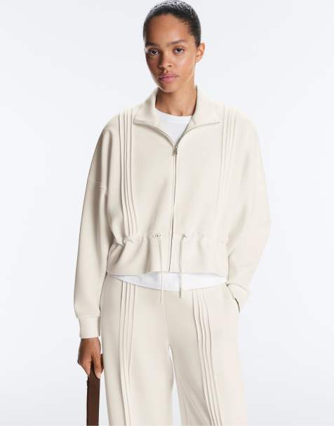 OYSHO – Jacke aus weichem Modal in blassem Ecru mit geripptem Besatz - view 1