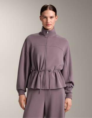 OYSHO - Jacke aus weichem Modal in Flieder mit verstellbarer Taille und hohem Kragen-Lila