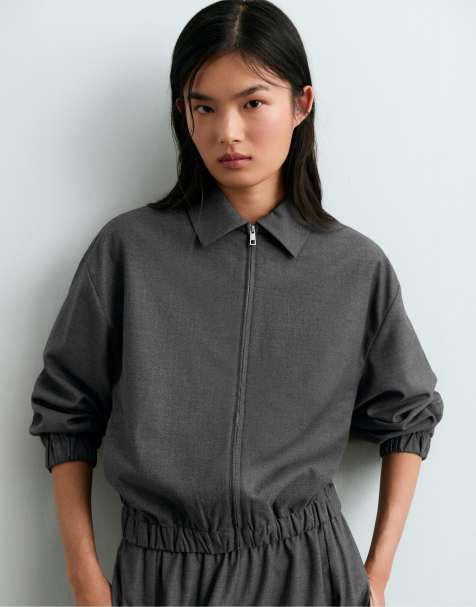 OYSHO Jacke aus Wollmix in Grau - view 1
