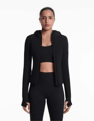 Oysho - Jacke in Schwarz mit vulkanischem Fellex-Futter