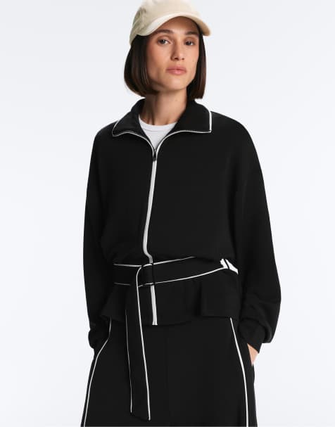 OYSHO – Jacke in Schwarz mit weichem Modal in Schwarz und Paspelierung - view 1
