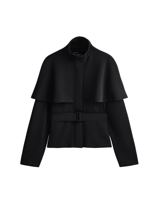OYSHO Jacket with cape detail and modal in black, 7 of 7