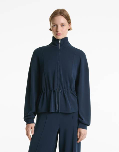 OYSHO Jacket with soft-touch modal in blue - view 1