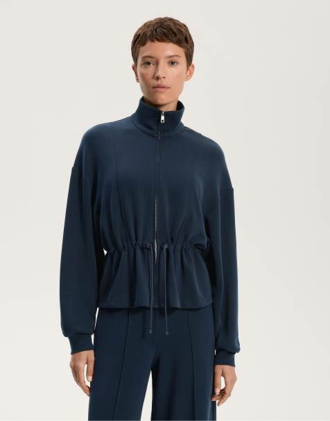 OYSHO Jacket with soft-touch modal in blue - view 1