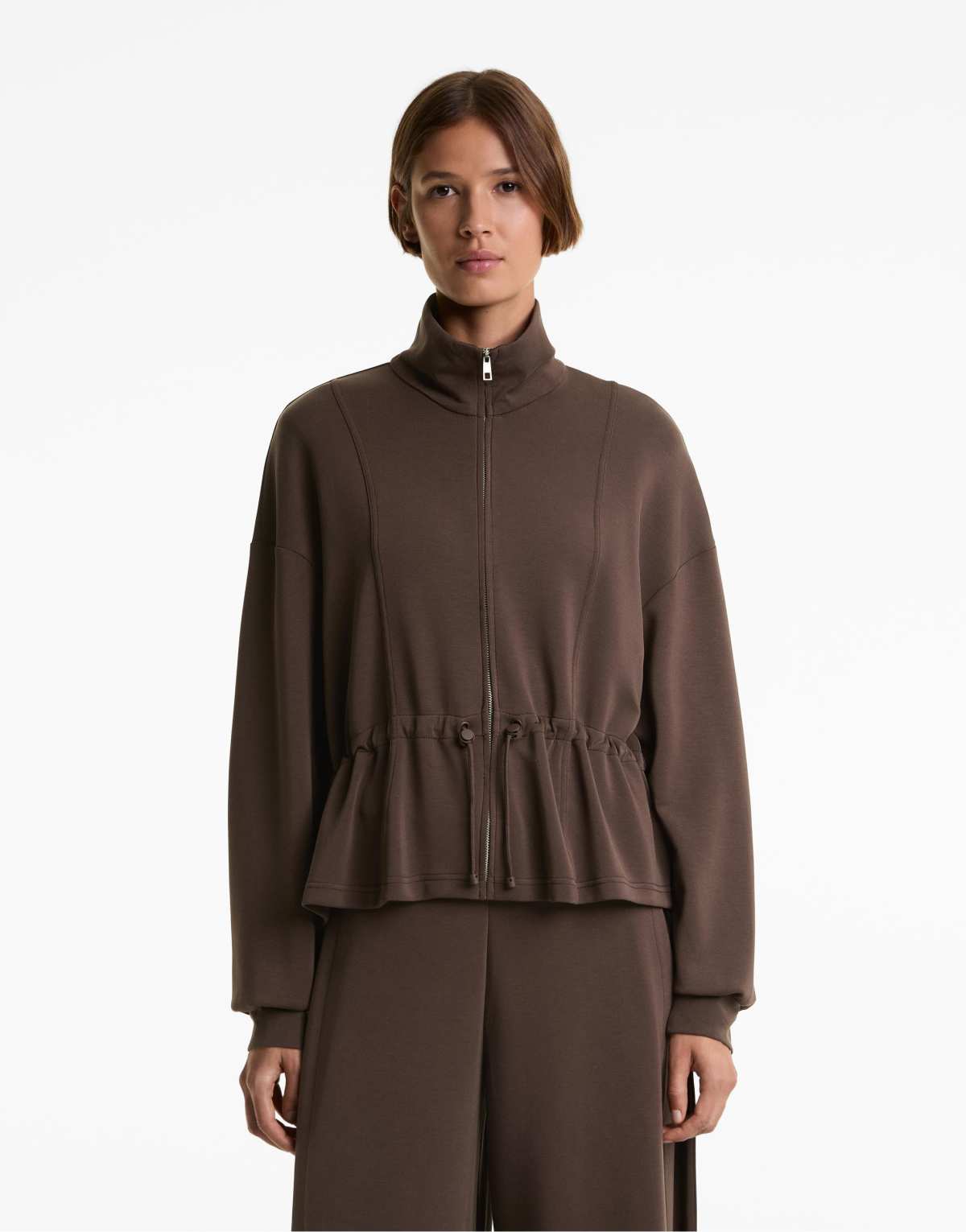 OYSHO Jacket with soft-touch modal in brown