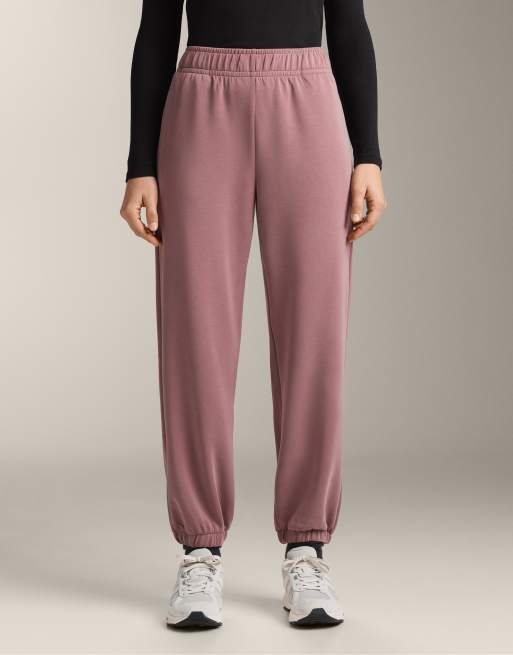 OYSHO - Joggers color rosa malva in misto modal spazzolato, 2 di 4