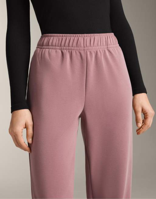 OYSHO - Joggers color rosa malva in misto modal spazzolato, 3 di 4