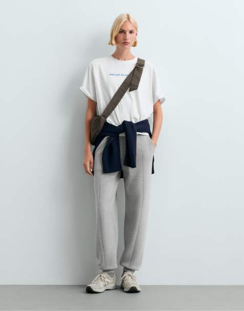 OYSHO joggers in maglia misto cotone grigio chiaro - view 1