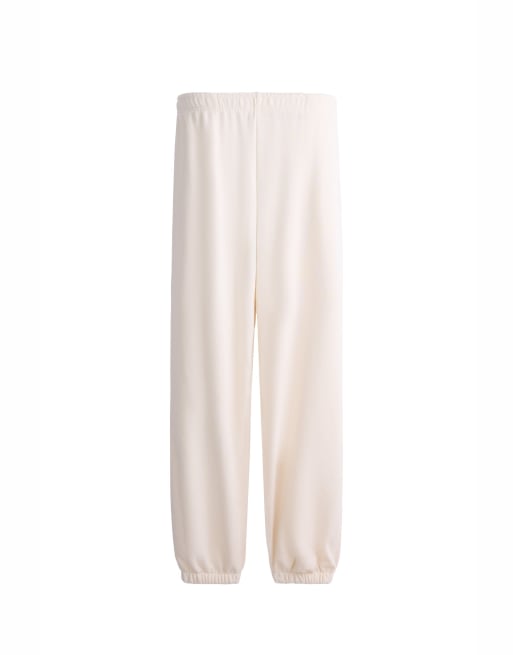Oysho joggers in pile di misto cotone écru chiaro, 6 di 6