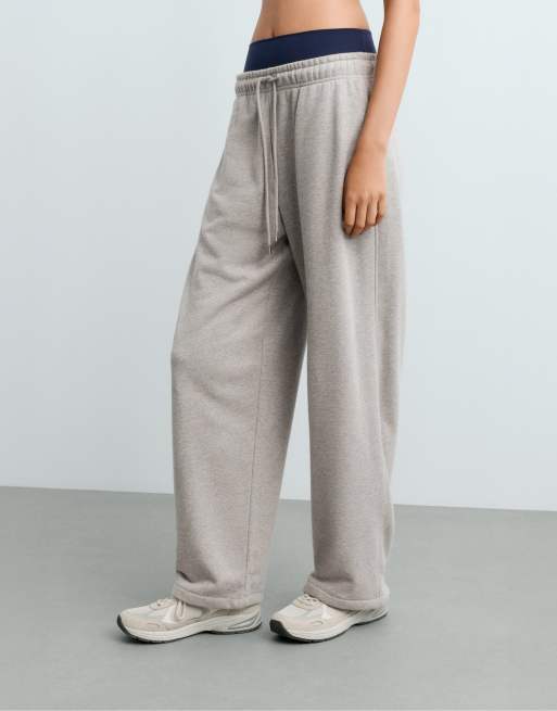 OYSHO joggers in pile misto cotone grigio medio mélange, 2 di 7