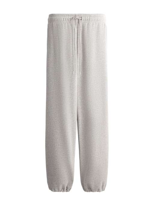 OYSHO joggers in pile misto cotone grigio medio mélange, 6 di 7
