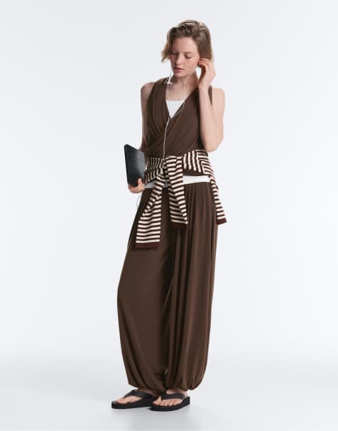 OYSHO - Joggers morbidi al tatto in misto modal marrone scuro - view 1
