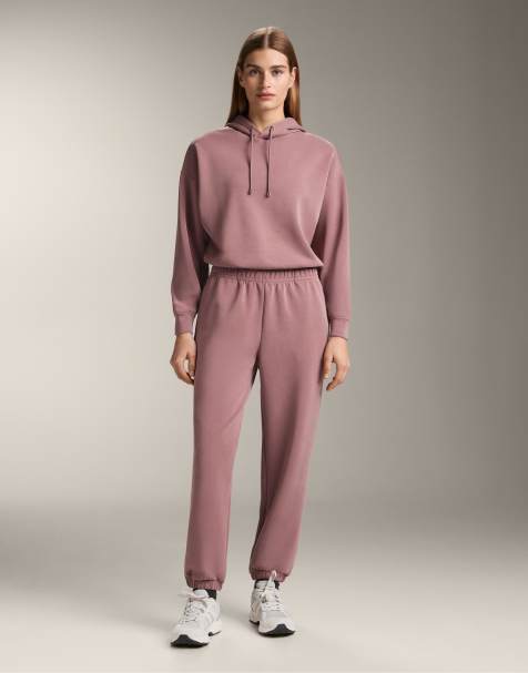 OYSHO Joggers with brushed modal in pink-mauve - view 1