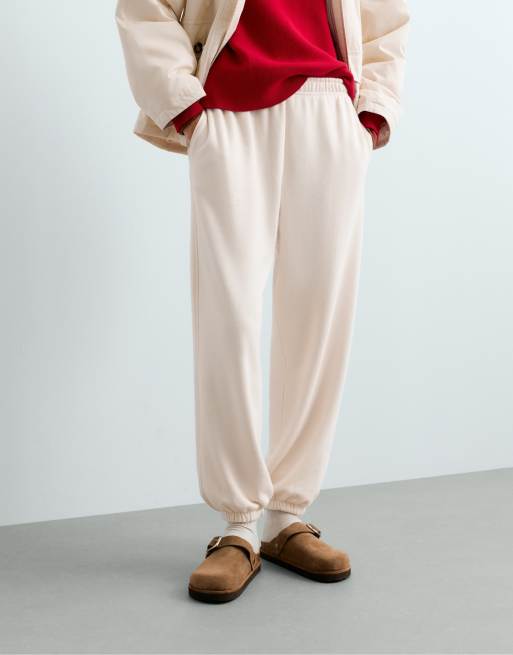 OYSHO jogging en molleton mélangé coton écru pâle, 2 de 6