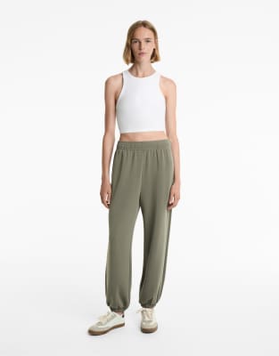 OYSHO - Jogginghose aus Modalmix in Khaki-Grün