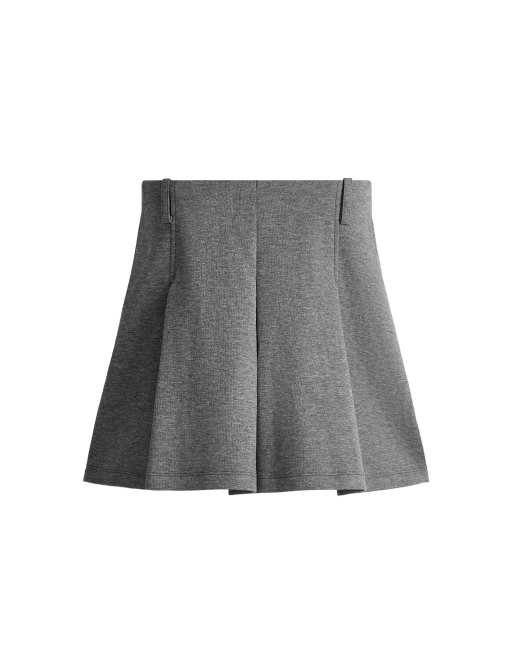 OYSHO jupe courte plissée en coton piqué gris, 5 de 5