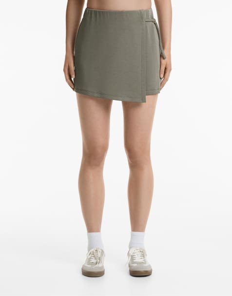 Oysho - Jupe-short en modal doux au toucher avec détail boucle - Kaki - view 1