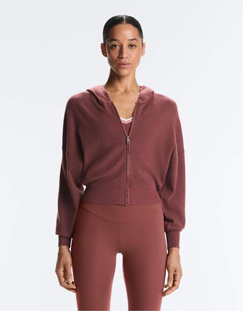 OYSHO – Kapuzenjacke aus Rippstrick in Mauve - view 1