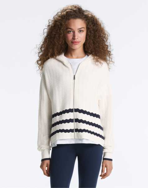 OYSHO – Kapuzenjacke aus Strick in Wollweiß mit Wellenmuster - view 1