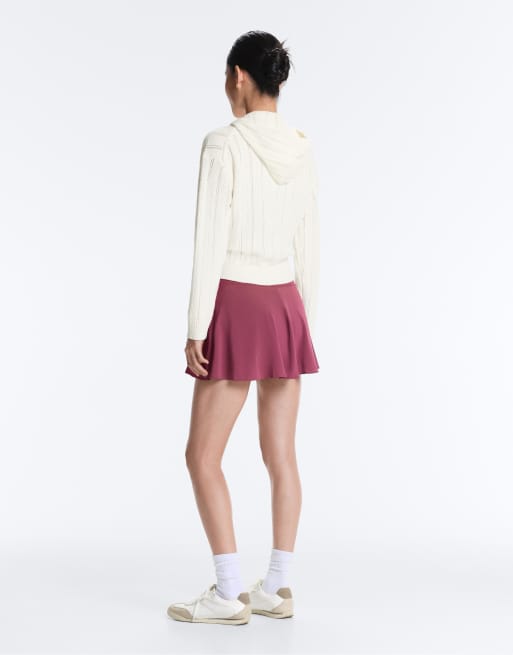 OYSHO – Kapuzenjacke in Wollweiß aus grobmaschigem Strick, 2 von 4