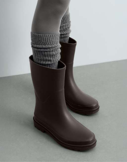 OYSHO Kaschmir, 10 % Wolle, lange Socken in dunkelgrau meliert, 3 von 4