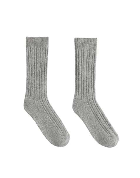 OYSHO Kaschmir 25 % Wolle 11 % klassische Socken in hellgrau meliert - view 1