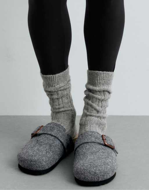 OYSHO Kaschmir 25 % Wolle 11 % klassische Socken in hellgrau meliert, 2 von 4