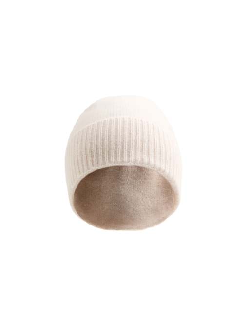 OYSHO Kaschmir-Strickbeanie zu 100 % in Ecru, 3 von 4