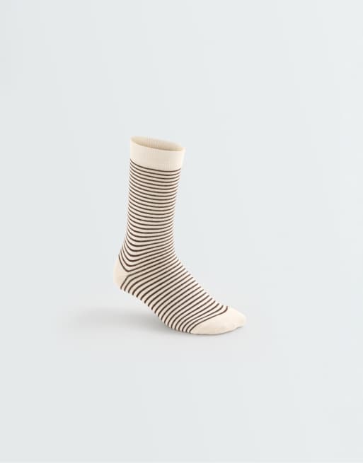 OYSHO kasmirstrumpa i 58% modal, randig i naturvit, 4 av 4