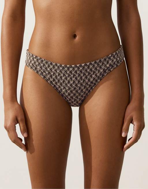 OYSHO – Bikini aus floralem Jacquard in Braun, 4 von 4