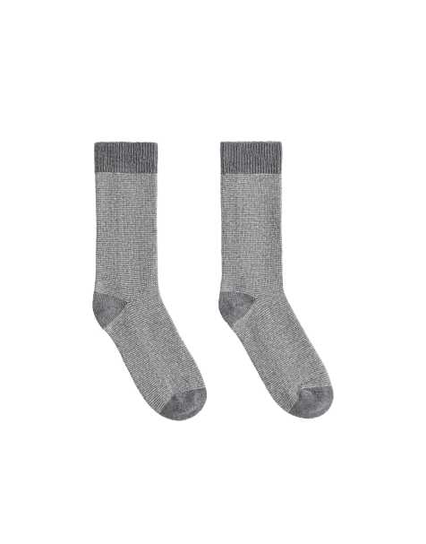 OYSHO klassische Socken mit Streifen in meliertem Grau, 50 % Polyamid, 21 % Wolle - view 1