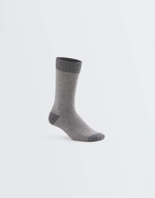 OYSHO klassische Socken mit Streifen in meliertem Grau, 50 % Polyamid, 21 % Wolle, 4 von 4