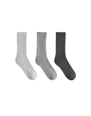 OYSHO - Klassische Sportsocken aus Baumwollmix in Blassgrau meliert, 3er-Pack