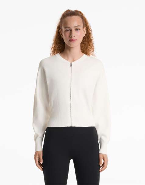 OYSHO Knit bomber jacket in off-white - view 1