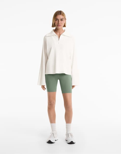 OYSHO Knit half-zip jumper in off-white - view 1