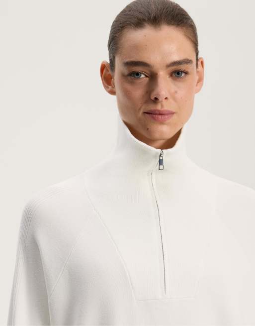 OYSHO Knit half-zip jumper in off-white | ASOS