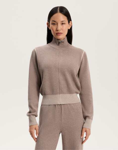 OYSHO Knit jacket with contrast details in grey - view 1