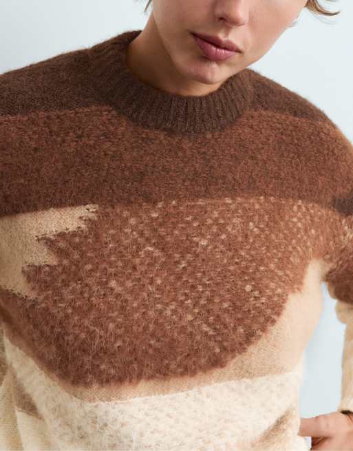 OYSHO Knit jacquard jumper in ecru, 3 of 6