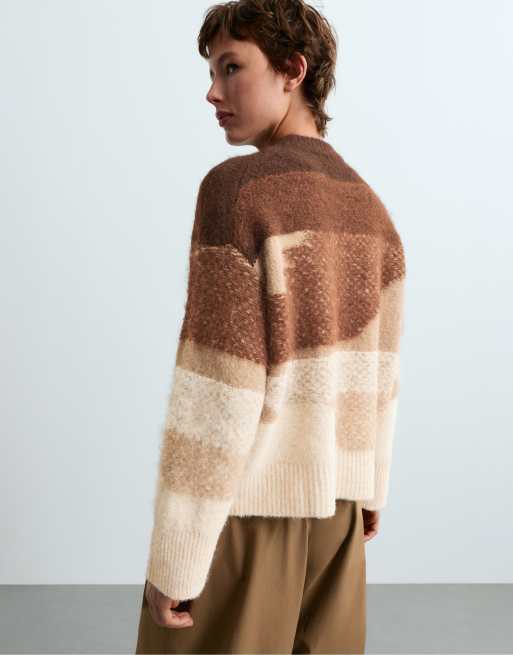 OYSHO Knit jacquard jumper in ecru, 4 of 6