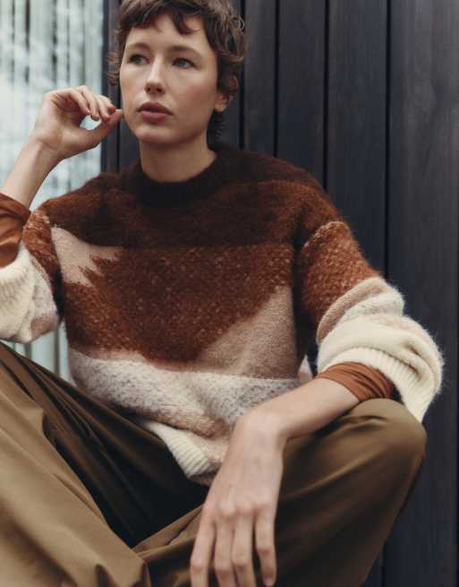 OYSHO Knit jacquard jumper in ecru, 5 of 6